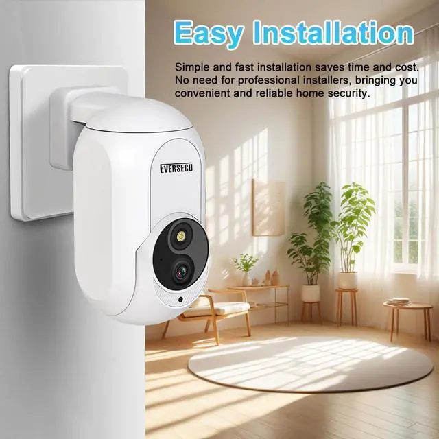 Alt view image 4 of 7 - EVERSECU 2K Plug&Play Wireless PTZ Security Camera, Built-in Power Outlet Plug, Motion detction, Humanoid Auto Tracking, 2-Way Audio, Spotlight Color Night Vision, Supports ONVIF & RTSP & Alexa(4pack)