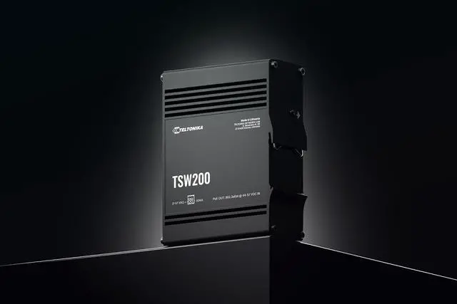 Alt view image 6 of 7 - Teltonika TSW200 TSW200000050 Industrial Unmanaged PROFINET PoE+ Ethernet Switch, 8X Gigabit Ethernet, 8X PoE+ Ports, 2X SFP Ports, 240W PoE Budget, Plug-and-Play, North America Version