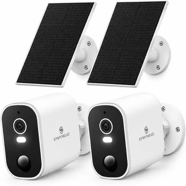 Main image of SYMYNELEC 2K Solar Security Cameras Wireless Outdoor, 2-Pack