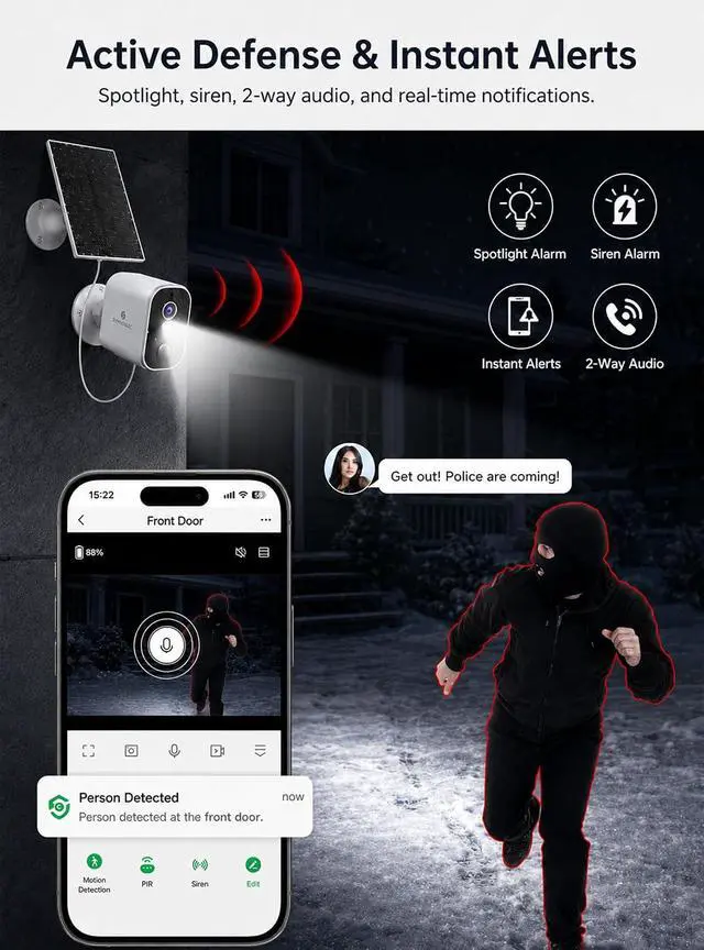 Alt view image 4 of 7 - SYMYNELEC 2K Solar Security Cameras Wireless Outdoor, 2-Pack