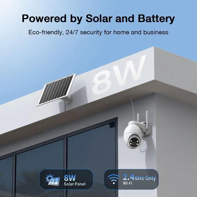Alt view image 4 of 7 - TKENPRO 2K Solar Camera Outdoor Wireless, 2.4GHz Wi-Fi Connected