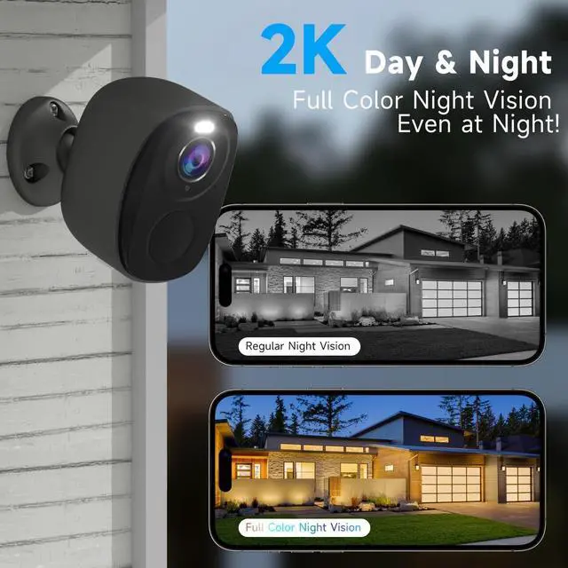 Alt view image 3 of 7 - 4Pack 5G/2.4G WiFi Security Cameras, 2K Security Cameras Wireless Outdoor Battery Powered with AI Motion Detection Siren Alarm, Color Night Vision, 2-Way Talk, IP65 Waterproof, Works w/Alexa, Cloud/SD