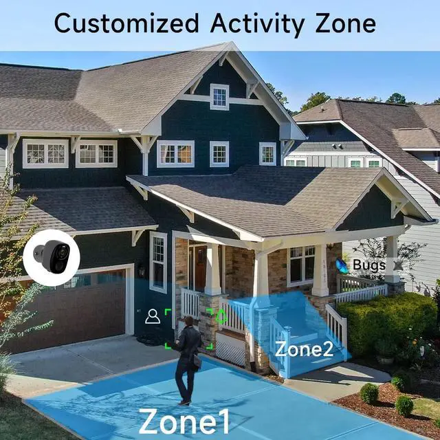 Alt view image 7 of 7 - 4Pack 5G/2.4G WiFi Security Cameras, 2K Security Cameras Wireless Outdoor Battery Powered with AI Motion Detection Siren Alarm, Color Night Vision, 2-Way Talk, IP65 Waterproof, Works w/Alexa, Cloud/SD
