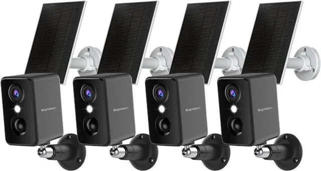 Main image of Septekon 2K Security Cameras Wireless Outdoor 4 Pack, Solar Battery Powered Camera with Two Spotlights, PIR Motion Detection Siren, Color Night Vision, 2-Way Audio, IP66 Waterpoof