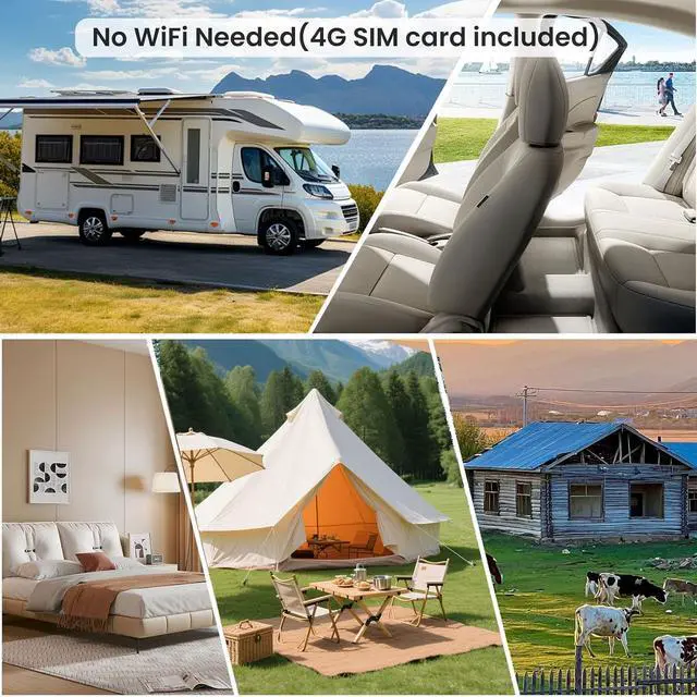 Alt view image 6 of 6 - 4G LTE Security Camera No WiFi Needed, Cellular Indoor Camera with SIM Card Slot, 2K QHD Wireless Camera, Motion Detection Alerts, Long Battery Life, Portable Camera for Home, Car, Trail Security