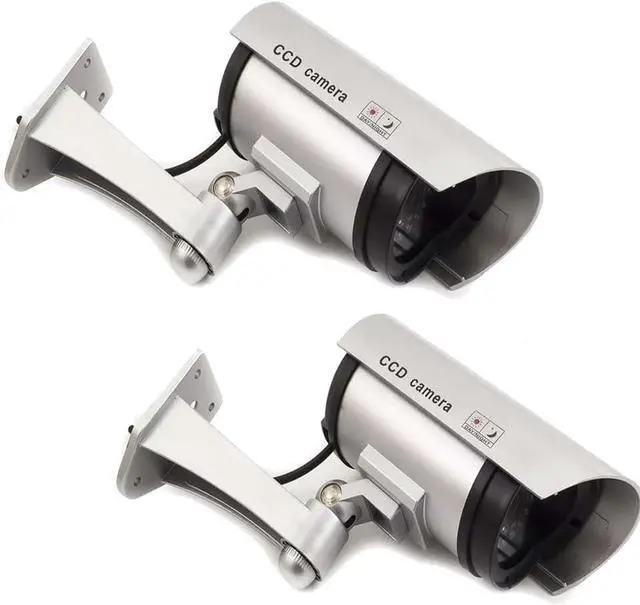 Main image of GC GLOBALCOMMERCE Set of 2 Fake Outdoor Security Cameras with Red Flashing LEDs Professional Design