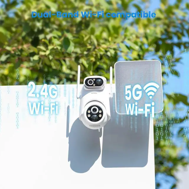 Alt view image 6 of 7 - Eseecloud Dual Lens Solar Security Camera Wireless Outdoor, 5GHz Wi-Fi, Battery, AI Motion Tracking,Color Night Vision, Two Way Audio, Easy to Setup, Audible Flashlight Siren, 180 Days Care Plan