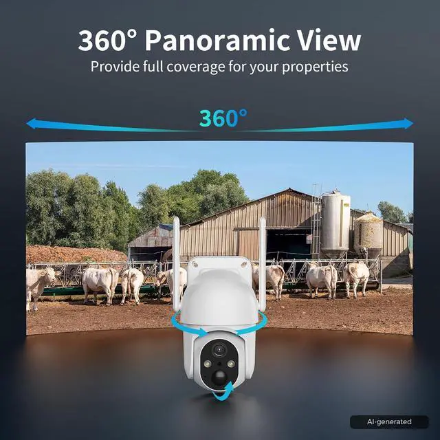 Alt view image 5 of 7 - ELYSOO 2 Pack 4G LTE Cellular Security Cameras, Solar Powered Outdoor Camera No WiFi Needed for Farm&Ranch, 2K Night Vision, 360° View, Built in SIM Card(Support Verizon/AT&T/T-Mobile) - White