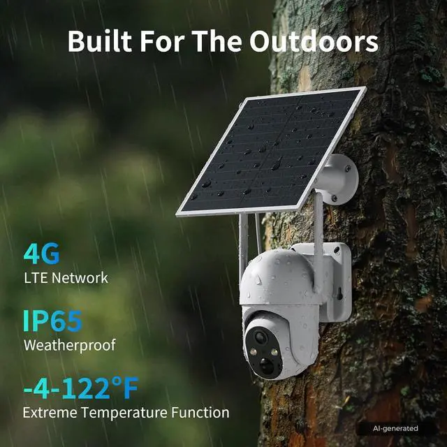 Alt view image 2 of 7 - ELYSOO 2 Pack 4G LTE Cellular Security Cameras, Solar Powered Outdoor Camera No WiFi Needed for Farm&Ranch, 2K Night Vision, 360° View, Built in SIM Card(Support Verizon/AT&T/T-Mobile) - White