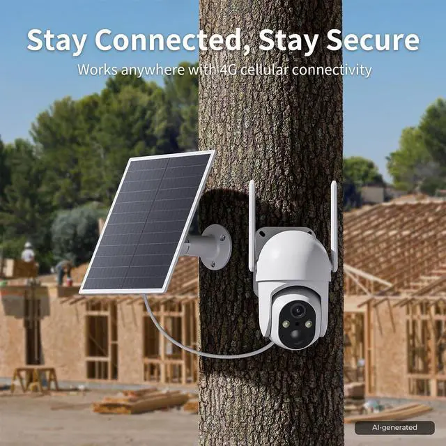 Alt view image 3 of 7 - ELYSOO 2 Pack 4G LTE Cellular Security Cameras, Solar Powered Outdoor Camera No WiFi Needed for Farm&Ranch, 2K Night Vision, 360° View, Built in SIM Card(Support Verizon/AT&T/T-Mobile) - White