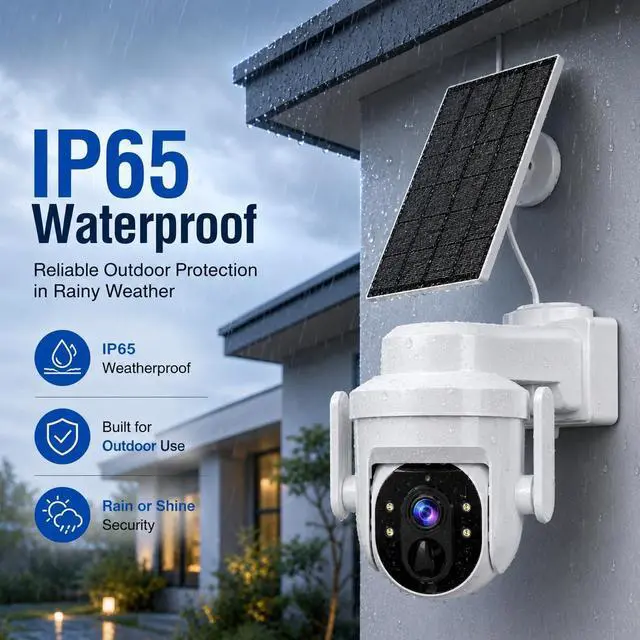 Alt view image 6 of 7 - 2K Solar Security Wireless Camera Outdoor, 2 Pack 2.4Ghz WiFi Battery Camera, 355° View Pan/Tilt Solar Camera with PIR Alarm, 2-Way Audio, Color Night Vision, IP65 Waterproof, Cloud & SD Storage