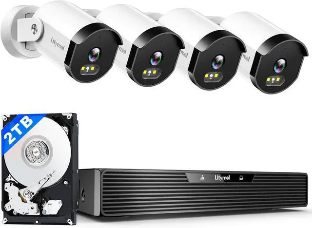 Main image of LITYMOL Home Security Camera System, 3K/5MP Wired 4-Cam Kit with AI Human/Vehicle Detection, Color Night Vision, 2-Way Audio, 4K 8CH NVR with 2TB HDD for 24/7 Recording, Remote Access, No Monthly Fee