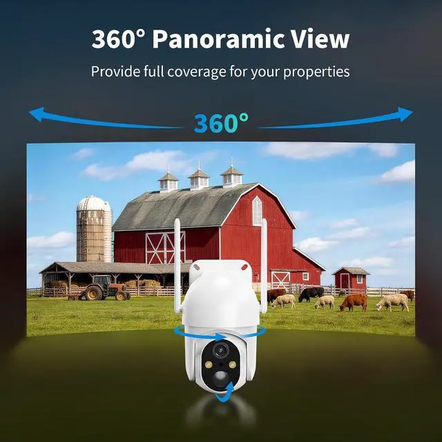 Alt view image 3 of 7 - ELYSOO 4G LTE Cellular Security Camera, 2 Pack Solar Powered Outdoor Cameras No WiFi Needed for Farm&Ranch, 360° View, 2K Night Vision, Built in SIM Card(Support Verizon/AT&T/T-Mobile) - White