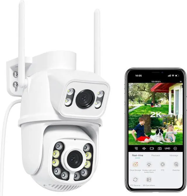 Main image of Outdoor Camera Wireless for Home Security, 2K/6MP Outside WiFi Cameras IP66 PTZ Outdoor Camera with Dual Lens, Auto Tracking,Human Detection,Color Night Vision,24/7 Record,Two-Way Audio,Support Alexa