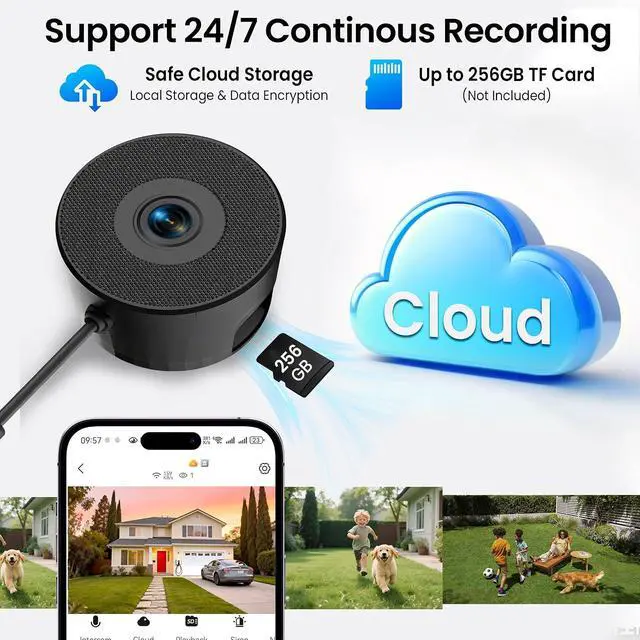 Alt view image 6 of 7 - 2 PackWindow Camera, 2K 3MP WiFi Dome Cameras for Home Security for Indoor & Outdoor Monitoring, with Full Color Starlight Night Vision, AI Human/Motion Detection, Easy Install, 24/7 Recording