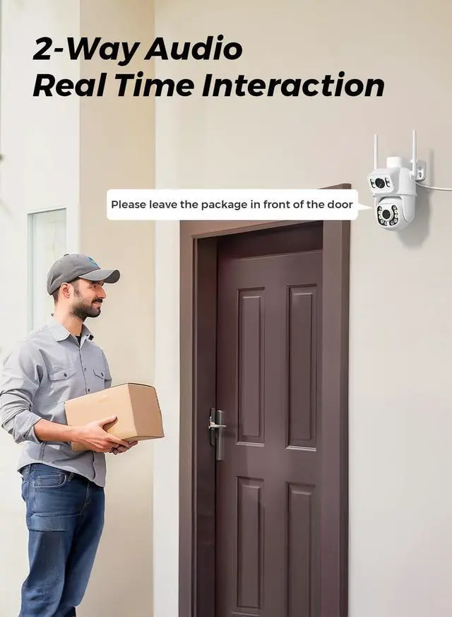 Alt view image 6 of 7 - Outdoor Camera Wireless for Home Security, 2K/6MP Outside WiFi Cameras IP66 PTZ Outdoor Camera with Dual Lens, Auto Tracking,Human Detection,Color Night Vision,24/7 Record,Two-Way Audio,Support Alexa