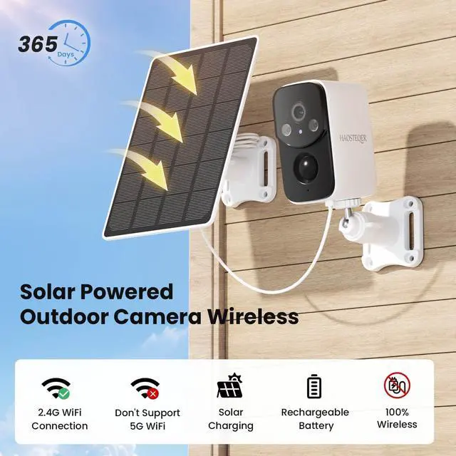 Alt view image 2 of 7 - 2K Security Camera Wireless Outdoor, Free Cloud Storage, Solar Powered WiFi Cameras for Home Security with AI Motion Detection, Instant Alert, SD Storage, IP66 Waterproof, 2.4GHz, 2 Pack