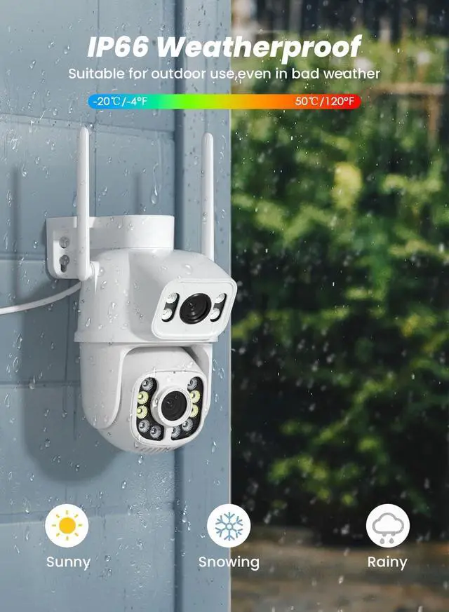 Alt view image 7 of 7 - Outdoor Camera Wireless for Home Security, 2K/6MP Outside WiFi Cameras IP66 PTZ Outdoor Camera with Dual Lens, Auto Tracking,Human Detection,Color Night Vision,24/7 Record,Two-Way Audio,Support Alexa
