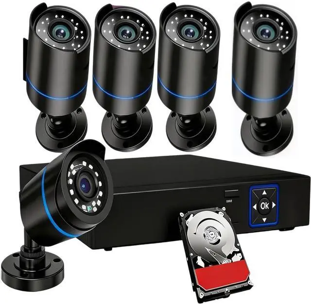 Main image of 3000TVL Home Security System Surveillance DVR Camera Kits, 4pcs Wired 5MP PoE IP Night Vision Cameras Set with AI Motion Person Vehicle Detection, 4K NVR with 512GB Hard Drive for 24-7 Recording
