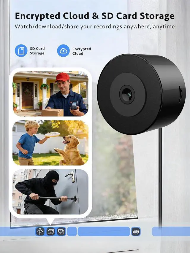 Alt view image 7 of 7 - Septekon 2 Pack 2K Window Security Camera with No-Drill 18° Tilt Angle Mount, Dual-Band 2.4GHz & 5GHz WiFi, Indoor Camera for Outdoor Monitoring, Color Night Vision, AI Human Detection, Black