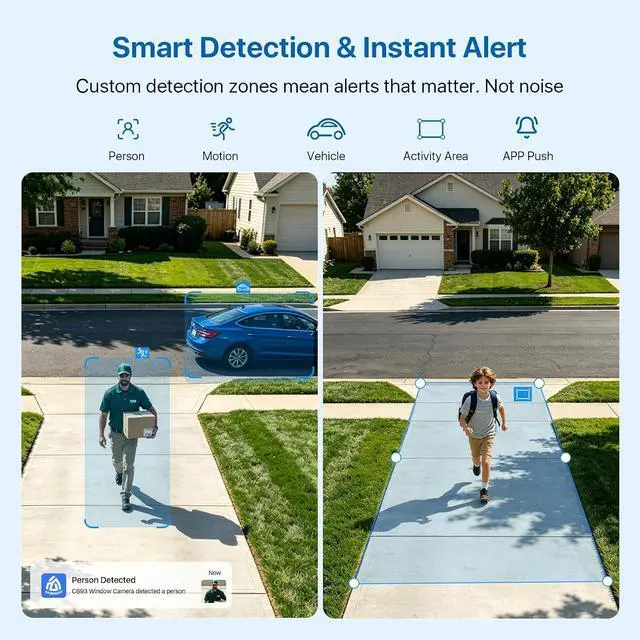 Alt view image 6 of 7 - 3MP 2K Window Camera, Window Camera for Home Security, 2.4GHz & 5GHz WiFi, Full Color Night Vision, Person & Motion Detection, Anti-Glare, Anti-Reflection, No-Drilling, 2 Pack