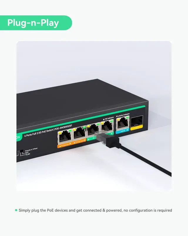 Alt view image 6 of 7 - LINOVISION 4 Ports Full 2.5G PoE Switch with 1x 2.5GE and 1x 10G SFP Uplink, Port 1-2 Support 45W High PoE, Total PoE Budget 100W
