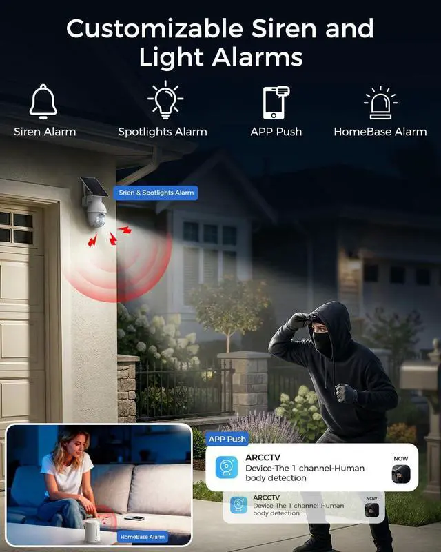 Alt view image 5 of 7 - 4MP Cameras for Home Security, No Subscription, 64GB Local Storage