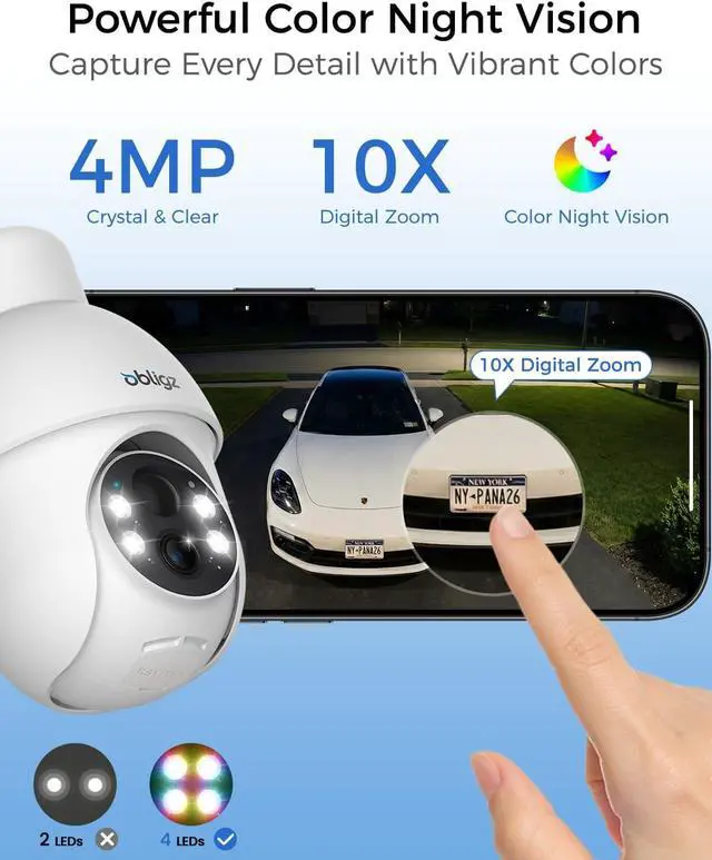 Alt view image 7 of 7 - 4MP Cameras for Home Security, No Subscription, 64GB Local Storage