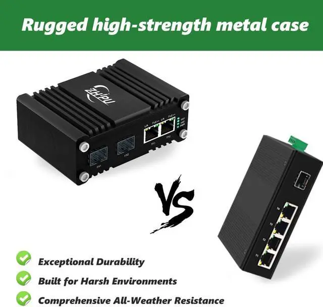 Alt view image 7 of 7 - Mini Industrial 2 Ports Gigabit 90W PoE++ Switch with DC4857V Dual Redundant Power Input, 48V PoE Switch with 2 SFP, IEEE802.3af/at/bt @189W, for VoIP Systems/Solar Power/RV Truck
