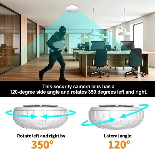Alt view image 2 of 7 - Hidden Camera Smoke 4K HD Rotatable Wireless WiFi Camera Detector Mini Security Cam with Night Vision and Motion Activated Camera Long Battery Life Low Power Consumption Nanny Cam for Indoor