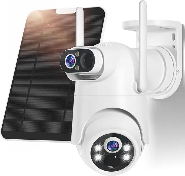 Main image of Dual Lens Solar Security Camera Wireless Outdoor 2.5K HD No Blind Spot with PIR Motion Detection, 360° PTZ, Full Color Night Vision, 5G/2.4GHz WiFi, IP65 Waterproof for Home, Business & Outdoor Use