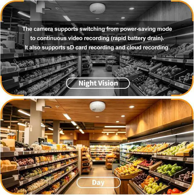 Alt view image 5 of 7 - Hidden Camera Smoke 4K HD Rotatable Wireless WiFi Camera Detector Mini Security Cam with Night Vision and Motion Activated Camera Long Battery Life Low Power Consumption Nanny Cam for Indoor