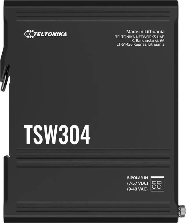 Main image of Teltonika TSW304 TSW304000001 Industrial Unmanaged PROFINET Ethernet Switch, 4X Gigabit Ethernet Ports, PROFINET Certified, DIN Rail Mountable, Plug-and-Play, North America Version