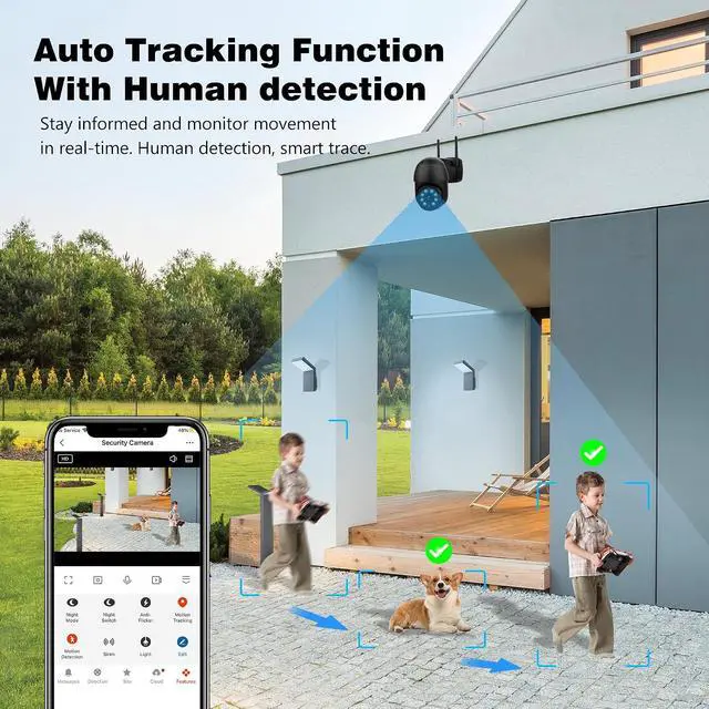 Alt view image 2 of 5 - ENSTER 2.5K 4MP Security Camera Outdoor 2.4G/5GHz Dual Bands, 360° PTZ IP Camera