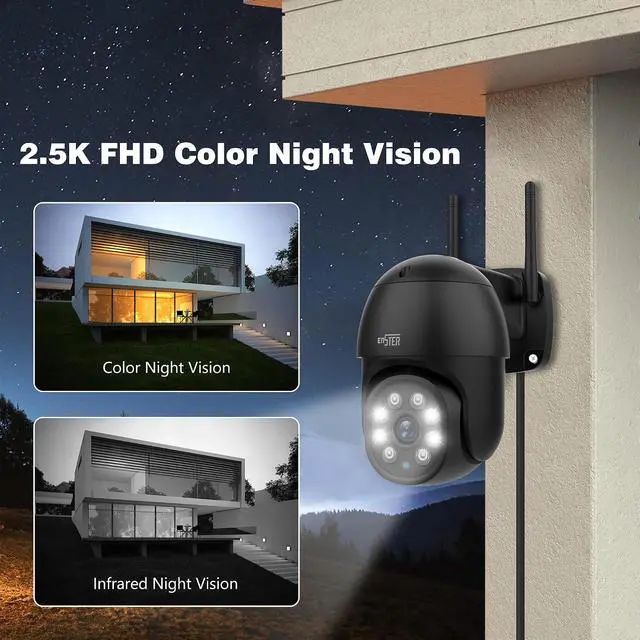 Alt view image 4 of 5 - ENSTER 2.5K 4MP Security Camera Outdoor 2.4G/5GHz Dual Bands, 360° PTZ IP Camera