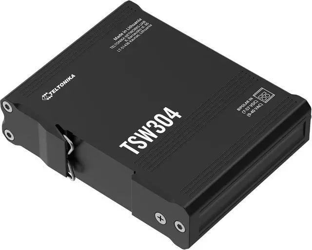 Alt view image 3 of 7 - Teltonika TSW304 TSW304000001 Industrial Unmanaged PROFINET Ethernet Switch, 4X Gigabit Ethernet Ports, PROFINET Certified, DIN Rail Mountable, Plug-and-Play, North America Version