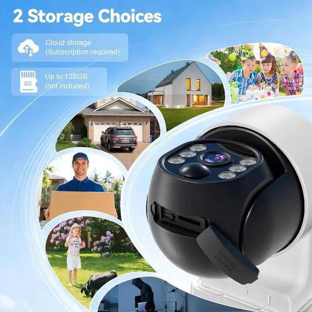 Alt view image 7 of 7 - Chpuss Solar Security Camera Wireless Outdoor, 2K HD Surveillance Solar Powered WiFi Camera, Color Night Vision, PIR Detection, 360° View, 2-Way Talk, Spotlight Siren Alarm (Black & White - 2PACK)