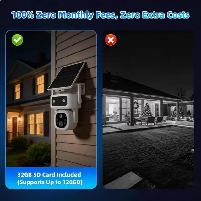 Alt view image 7 of 7 - 2 Pack 4G LTE Cellular Solar Security Camera Outdoor Wireless, Lifetime Free Data & Zero Monthly Fee, No WiFi, 2K PTZ, Color Night Vision, PIR, 2-Way Audio, IP66,