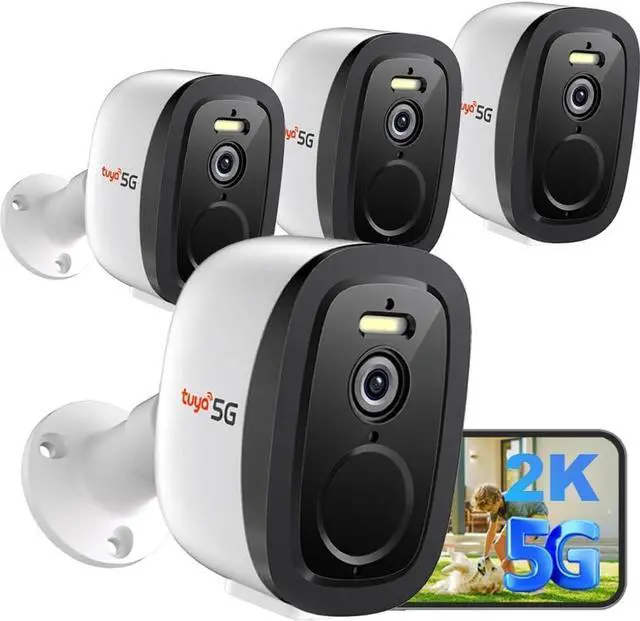 Main image of 2K Security Cameras Wireless Outdoor 2.4G&5G WiFi, 4Pack Indoor Cameras for Home Security with AI Motion Detection & Siren,Color Night Vision, 2-Way Talk, Waterproof,Cloud/SDWorks w/Alexa