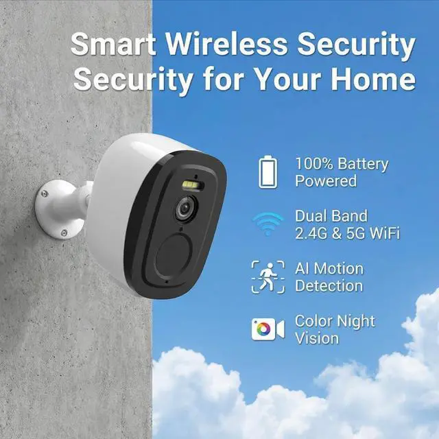 Alt view image 2 of 7 - 2K Security Cameras Wireless Outdoor 2.4G&5G WiFi, 4Pack Indoor Cameras for Home Security with AI Motion Detection & Siren,Color Night Vision, 2-Way Talk, Waterproof,Cloud/SDWorks w/Alexa
