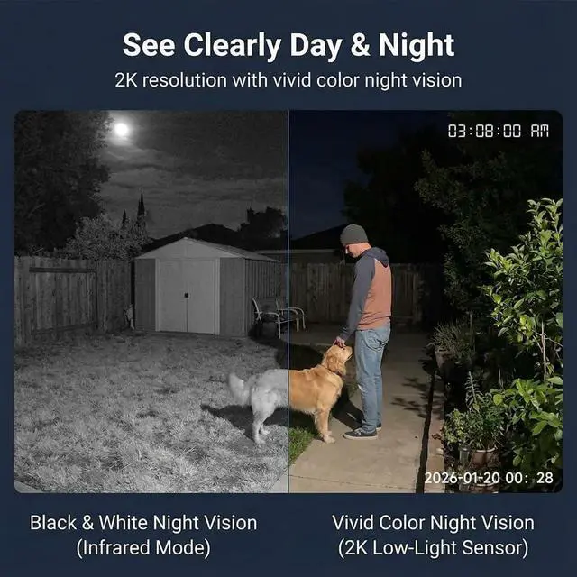 Alt view image 5 of 7 - 2K Security Cameras Wireless Outdoor 2.4G&5G WiFi, 4Pack Indoor Cameras for Home Security with AI Motion Detection & Siren,Color Night Vision, 2-Way Talk, Waterproof,Cloud/SDWorks w/Alexa