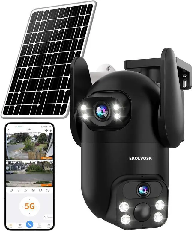 Main image of Security Cameras Outdoor Wireless WiFi,5G/2.4G Cameras for Home Security Solar Power with Dual Lens,Motion Detection,Night Vision,2-Way Audio,Weather Proof,