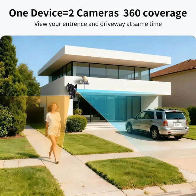 Alt view image 3 of 7 - Security Cameras Outdoor Wireless WiFi,5G/2.4G Cameras for Home Security Solar Power with Dual Lens,Motion Detection,Night Vision,2-Way Audio,Weather Proof,