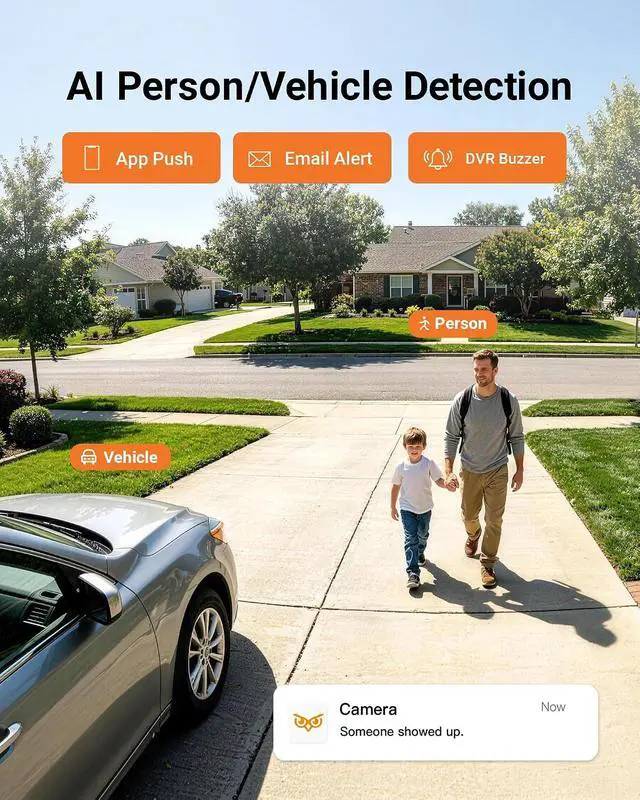 Alt view image 3 of 7 - Anlapus 4K 8MP Home Security Camera System, 8 Channel H.265+ DVR with 1TB HDD, 4 x Wired CCTV Cameras Outdoor Indoor, AI Human Vehicle Detection, Audio Recording, 80ft Night Vision, Remote Access