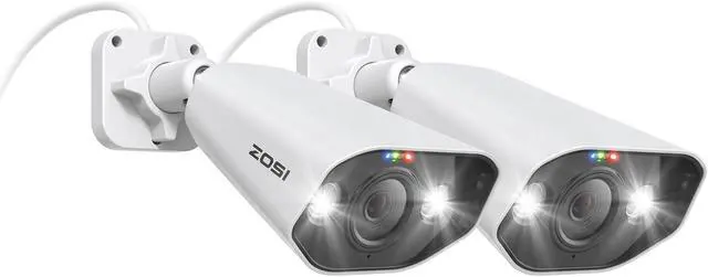 Main image of ZOSI 2 Pack 4K PoE Security Cameras, Human Detection, Color Night Vision, Two Way Audio, 8MP Weatherproof Outdoor Indoor IP Add-on Camera 4K PoE NVR