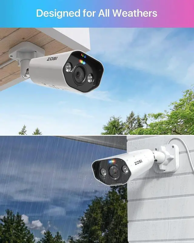 Alt view image 7 of 7 - ZOSI 2 Pack 4K PoE Security Cameras, Human Detection, Color Night Vision, Two Way Audio, 8MP Weatherproof Outdoor Indoor IP Add-on Camera 4K PoE NVR
