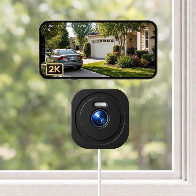 Main image of 4MP 2K Window Camera, No Glare Thru-Glass Full-Color Night Vision, 2.4GHz & 5GHz WiFi Indoor Cameras for Home Security, Easy Install, Motion Detection, No Monthly Fee, 24/7 Recording