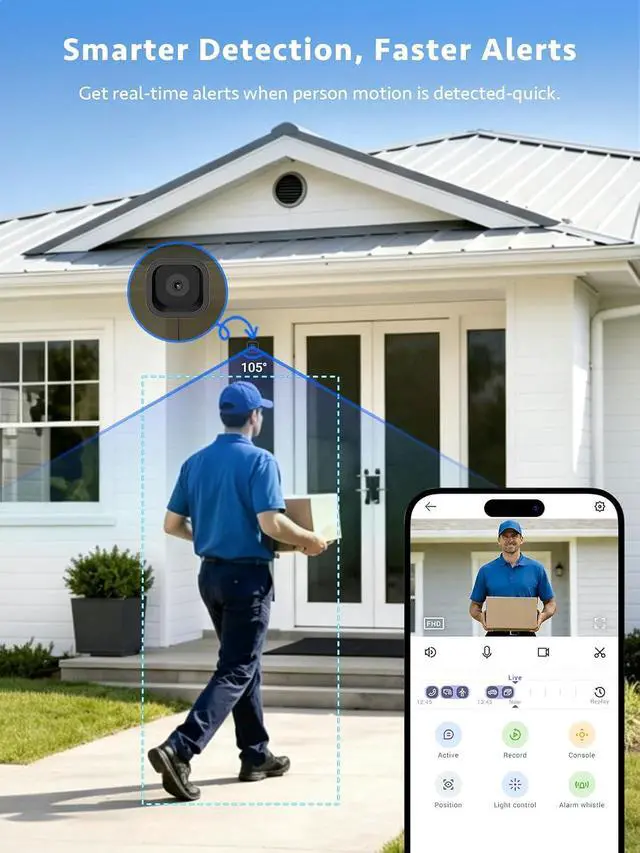 Alt view image 6 of 7 - Septekon 2 Pack 2K Window Security Camera with No-Drill 18° Tilt Angle Mount, Dual-Band 2.4GHz & 5GHz WiFi, Indoor Camera for Outdoor Monitoring, Color Night Vision, AI Human Detection, Black