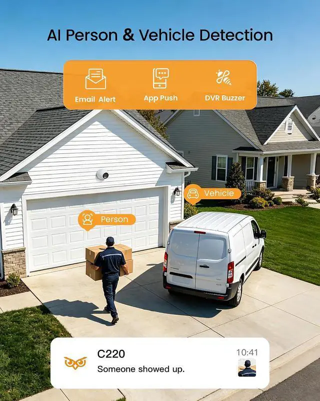 Alt view image 2 of 7 - Anlapus 4K Home Security Camera System Outdoor Indoor, H.265+ 8CH CCTV DVR with AI Human Vehicle Detection, 4 x Wired Surveillance Dome Camera, 80ft Night Vision, Audio Recording, Remote Access