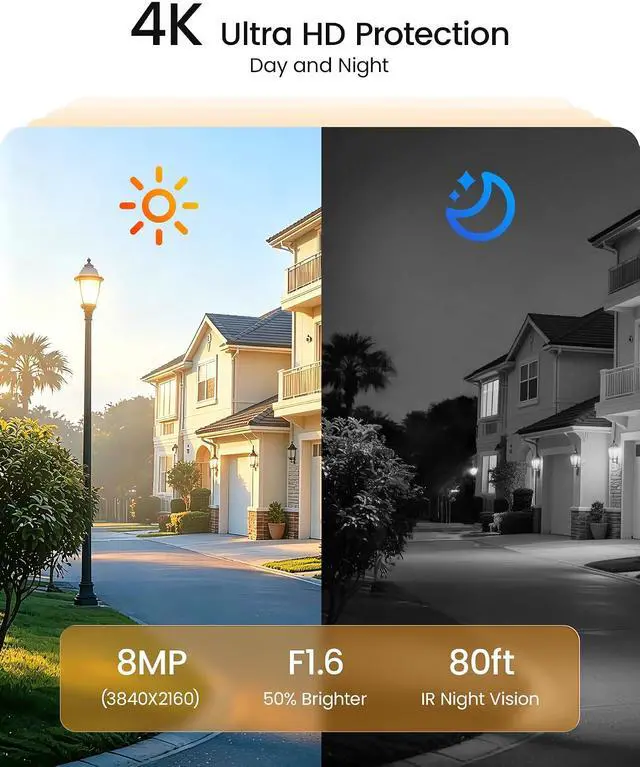 Alt view image 3 of 7 - Anlapus 4K Home Security Camera System Outdoor Indoor, H.265+ 8CH CCTV DVR with AI Human Vehicle Detection, 4 x Wired Surveillance Dome Camera, 80ft Night Vision, Audio Recording, Remote Access